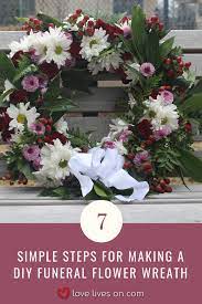 One example is a casket spray. How To Make A Funeral Wreath With Ribbon Funeral Flowers Diy Flower Wreath Funeral Funeral Flower Arrangements