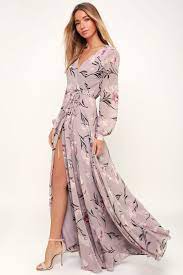 Loving You Dusty Purple Floral Print Long Sleeve Wrap Maxi Dress In 2021 Maxi Dress With Sleeves Long Sleeve Maxi Dress Floaty Maxi Dress