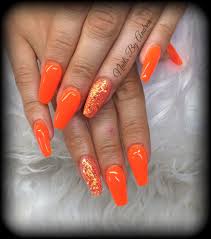 Neon orange and hot pink glitter nails acrylic nails. Nails Glitter Orange Neon Summer Summerstyle Summervibes Notpolish Love Cute Nailart I Neon Orange Nails Orange Acrylic Nails Glitter Nails Acrylic