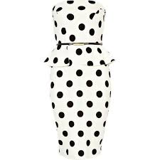 River Island White Polka Dot Bandeau Peplum Dress Peplum Dress Cute Short Dresses Dress To Impress