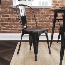 Bhg Aidan Metal Dining Chair With Wood Seat Black Set Of 2 Walmart Com Metal Dining Chairs Dining Chairs Chair