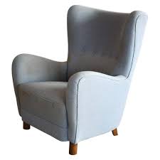 Danish 1940s Erik Worts Attributed Overstuffed Highback Lounge Chair Denmark Furniture Lounge Chair Chair