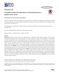 Pdf Occupational Safety And Health Status Of Medical Laboratories In Kajiado County Kenya