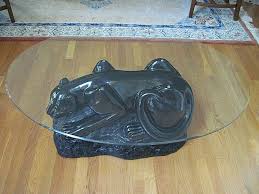 Retro Black Panther Coffee Table With Heavy Beveled Glass Modern In 2020 Beveled Glass Retro Coffee Table