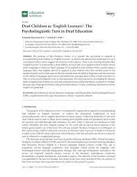 Poor english proficiency of some optionists may be a barrier. Pdf Deaf Children As English Learners The Psycholinguistic Turn In Deaf Education
