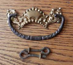 One Antique Drawer Pull Stamped Brass Back Plate 3 Inch Centers Antique Drawer Pulls Antique Drawers Drawer Pulls