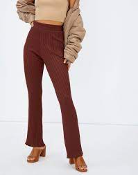 Shop for womens knit pants online at target. Ribbed Flare Knit Pant In Brown Glassons