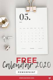 Free 2020 Calendar Powerpoint Template Template For Powerpoint En 2020 Calendario Agendas Calendas