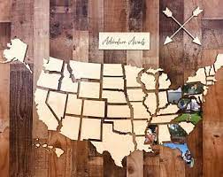 Large Wooden U S Photo Map Travel Map Wooden Wall Art Etsy Travel Collage Wooden Map Wooden Wall Art