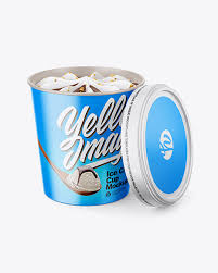 Download Opened Ice Cream Cup In Pot Tub Mockups On Yellow Images Object Mockups PSD Mockup Templates