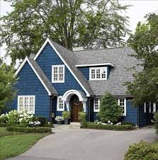 Apr 28, 2020 · before blue colonial home with dark blue shutters this large, boxy colonial home needed an update to bring it into the 21st century. Nice Blue Cottage Home Decor Insights House Exterior House Paint Exterior Exterior House Colors