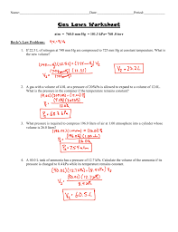 Gas Laws Worksheet Answer Key