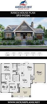 The best ranch house floor plans. House Plan 963 00394 Ranch Plan 1 365 Square Feet 3 Bedrooms 2 Bathrooms Ranch House Designs Ranch House Plan House Plans