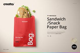 Sandwich Snack Paper Bag Mockup Set Bag Mockup Paper Bag Snacks