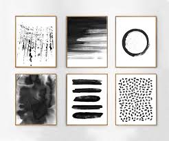 Black And White Watercolor Stripes Black White Wall Art Abstract Watercolor Printings Abstract Prints Set Of 6 Large Wall Art Scandinavian Posters Minimalist Art Boho Decor Black And White Wall Art Minimalist Art Abstract Minimalist Wall Art