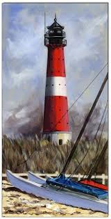 Hornum Leuchtturm Sylt Jahr 2012 Bildgrosse 30x60 Cm 11 8 X 23 6 Maltechnik Acrylfarben Auf Leinwand Lighthouse Art Lighthouse Beach Cottages