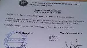 Surat tanda terima dokumen adalah surat yang dibuat oleh dua belah pihak yang kaitannya dengan serah terima suatu dokumen penting. Dilaporkan Ke Dkpp Ri Begini Tanggapan Kpu Banten Kabar6 Com