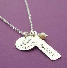 Personalized Baby Feet Necklace For Mom With Birthdate Hand Etsy Baby Feet Necklace Baby Feet Mommy Jewelry