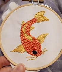 Most of the things i have done have big areas of one color. Koi Fish Hand Embroidery