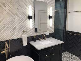 Enjoy free shipping on most stuff,. Black And White Bathroom With Champagne Bronze Fixtures Alternating Matte And Glossy Black Tiles I Bronze Shower Fixtures Bathroom Inspiration Shower Fixtures