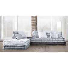 Banco Esquinero Modulable De 6 Plazas De Algodon Gris Y Blanco Maisons Du Monde Canape Angle Banquette D Angle Maison Du Monde