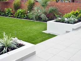 Raised Rendered Beds Breeze Blocks Back Garden Design Modern Garden Modern Garden Design