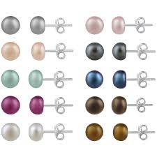 Older pieces are going to have a patina on them. Glitzy Rocks 5 5 5mm Freshwater Cultured Pearl Sterling Silver Multi Color Stud Earrings Set Of 10 Walmart Com Walmart Com
