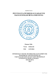 Kementerian riset teknologi dan pendidikan tinggi republik indonesia selaku penyelenggara pemilihan mahasiswa berprestasi nasional 2018. Doc Pendidikan Karakter Untuk Generasi Muda Istiqma Ardyanto Academia Edu