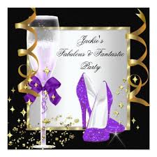 Elegant Birthday Themes For Women Purple Black Silver Women S Birthday Party Invitation Zazzle Com Woman Birthday Party Birthday Party Invitations Gold Birthday Party