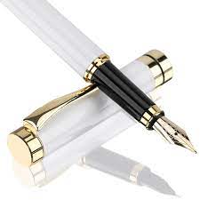 Amazon.com: Tiankool 奢華鋼筆,細筆尖,精緻筆禮盒組,適合男女- 包括10 個墨盒和墨水轉換器- 漂亮的筆- 白色: 電子
