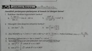 Check spelling or type a new query. Soal Soal Identitas Trigonometri Kelas 11 Masnurul