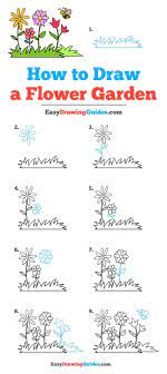 How To Draw A Flower Garden Really Easy Drawing Tutorial Flower Garden Drawing Drawing Tutorial Easy Garden Drawing