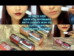 For having an amazing and trendy look women hunt for matte lipstick tutorials which provide them a glimpse of how to apply matte lipstick. Ml Matte Look Super Stay Affordable Matte Lipstick In Rs 160 Dupe For Nyx Miss Claire Lip Cream Youtube