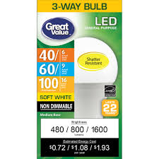 They most likely are not dimmable & 3 way are 2 totally different things. Great Value Led Light Bulb 16 Watts 100w Equivalent 3 Way Lamp E26 Medium Base Non Dimmable Soft White 1 Pack Walmart Com Walmart Com