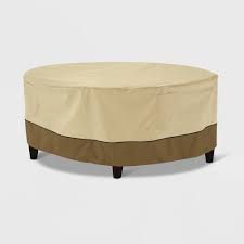 Veranda Round Patio Ottoman Coffee Table Cover Light Beige M Classic Accessories Coffee Table Cover Furniture Covers Patio Furniture Covers