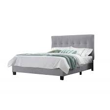 Tête de lit 160x200 sur twenga: Lit Double 160x200 Tissu Gris Tete De Lit Pieds Et Sommier Pandora