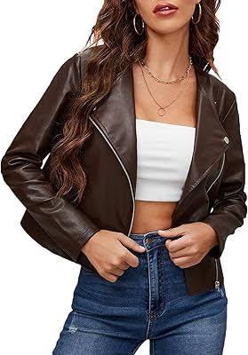 Shein Prive Faux Leather Zip Front Biker Jacket
