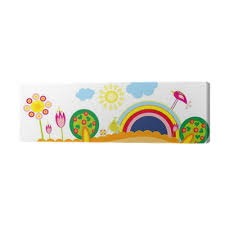 Schets drie schuine lijnen als wimpers. Canvas Baby Tekening Een Boom Vogels En Regenboog Pixers We Leven Om Te Veranderen