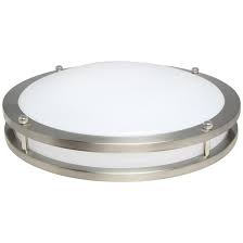 Ashton flush mount ceiling light by seascape lamps. Project Source Round Flush Mount Ceiling Light Led 14 In Metal Acrylic Brushed Nickel L02012 Rona