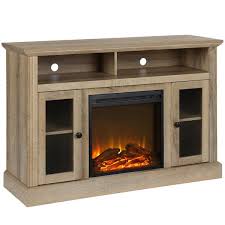Une cheminée décorative peut se fixer à n'importe quel mur (tant qu'il y a une prise à proximité). Ameriwood Home Meuble Tele Avec Foyer Electrique Chicago Bois Naturel 1764196com Reno Depot