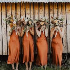 Copper Satin Bridesmaid Dresses For Fall Wedding Weddings Bridesmaids Bridesmaiddress Copper Bridesmaid Dresses Bronze Bridesmaid Dresses Fall Bridesmaids