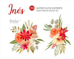 It is a collection of 25 free abstract watercolor peachy pink peonies for personal and small commercial use! Clip Art Free Commercial Use Red Orange And Beige Immediate Digital Download 0016 Watercolor Flowers Clip Art And Png Image Files Art Collectibles