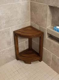 Pin By Trish Beaudwin On Bathrooms In 2020 Shower Stool Wood Shower Bench Corner Shower Seat