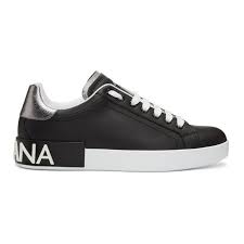 Black And Silver Dolce Gabbana Sneakers Dolce Gabbana Black Silver Portofino Logo Sneakers Dolcegabbana Shoes