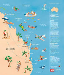 Queensland S Islands And Beaches Australia Map Illustration Australia Map Illustrated Map Australian Road Trip