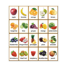 20pcs Fruits English Flash Card A4 Poster Classroom Wall Decoration Educational Toys For Children Kids Games Teaching Aids