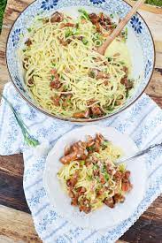 Herrlicher Pastaliebling Spaghetti Carbonara Mit Eierschwammerl Meinleckeresleben Com Spaghetti Carbonara Eierschwammerl Carbonara