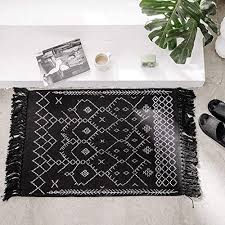 Black And White Boho Rug Small Boho Bathroom Rug Black White Bath Mat Woven Cotton Small Throw Rug 2 X3 Tassel Rug For K In 2020 Small Rug Boho Boho Bathroom Small Throw Rugs