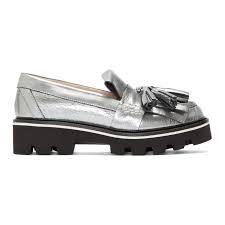 Black And White Loafers With Tassels Msgm Silver Metallic Fringe Loafers Modesens Loafers Black Platform Shoes Black And White Shoes