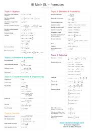 Ib Math Sl Formula Booklet Pdf